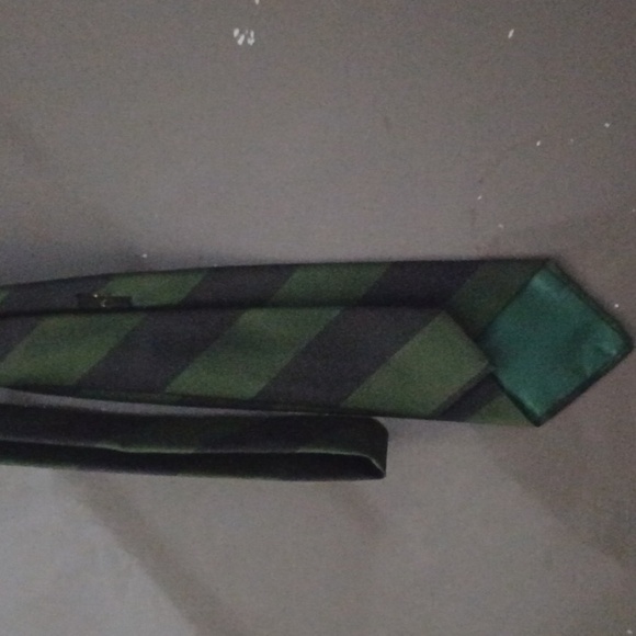 Vintage Skinny Green and Black Striped Men's Tie - Picture 3 of 4